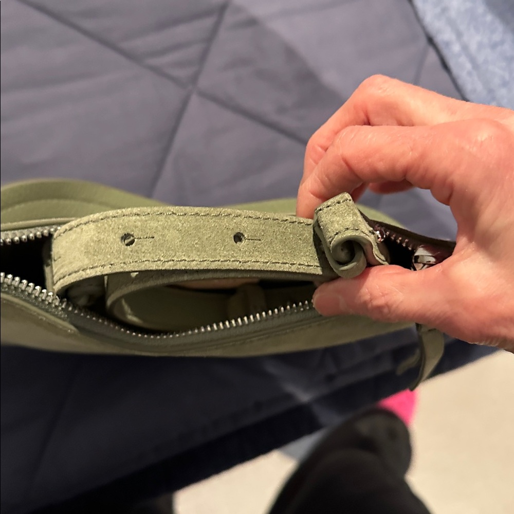 Coccinelle Purse NWT light green suede Italian wear on shoulder wrist crossbody - Picture 14 of 15